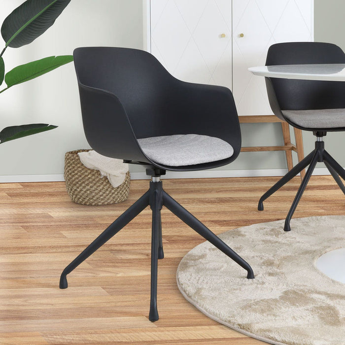 Nolon Nola-Liz Eetkamerstoel Zwart - Lichtgrijs - Draaibaar - Zwart