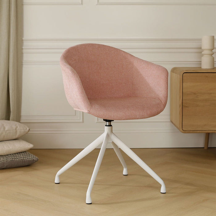 Nolon Nola-Otis Eetkamerstoel Zacht Roze - Draaibaar Wit Onderstel