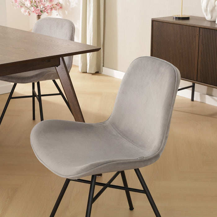 Nolon Noa-Fé Eetkamerstoel Grijs - Velvet - Zwart Onderstel