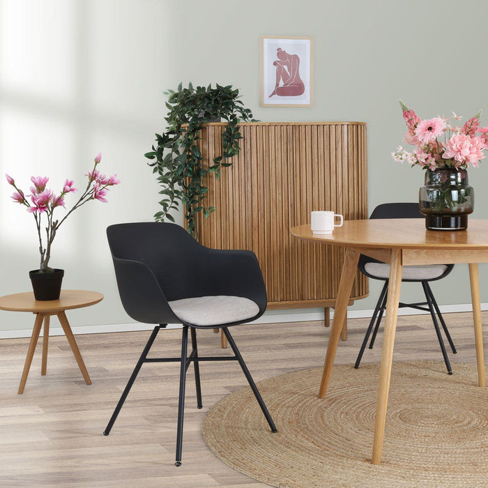 Nolon Noa-Liz Eetkamerstoel Zwart - Beige Kussen - Zwarte Poten