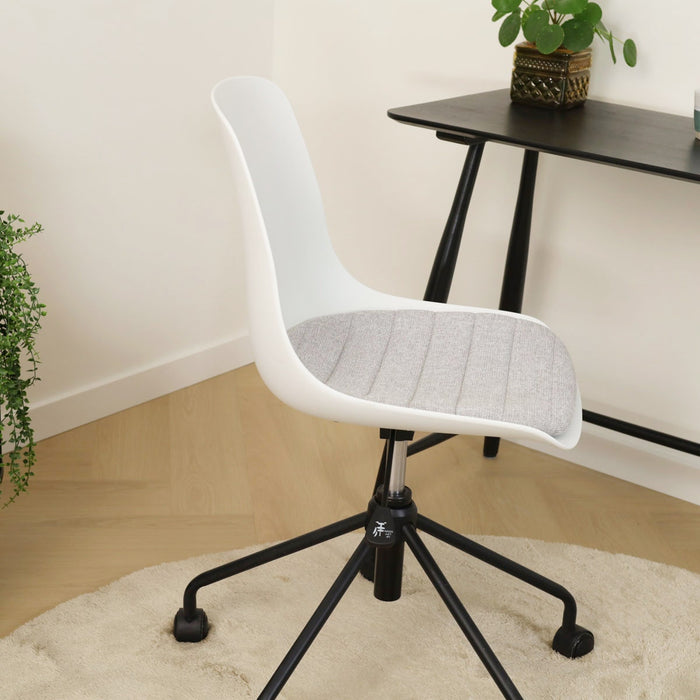 Nolon Nout-Liv Bureaustoel Wit - Lichtgrijs Kussen - Zwart Onderstel