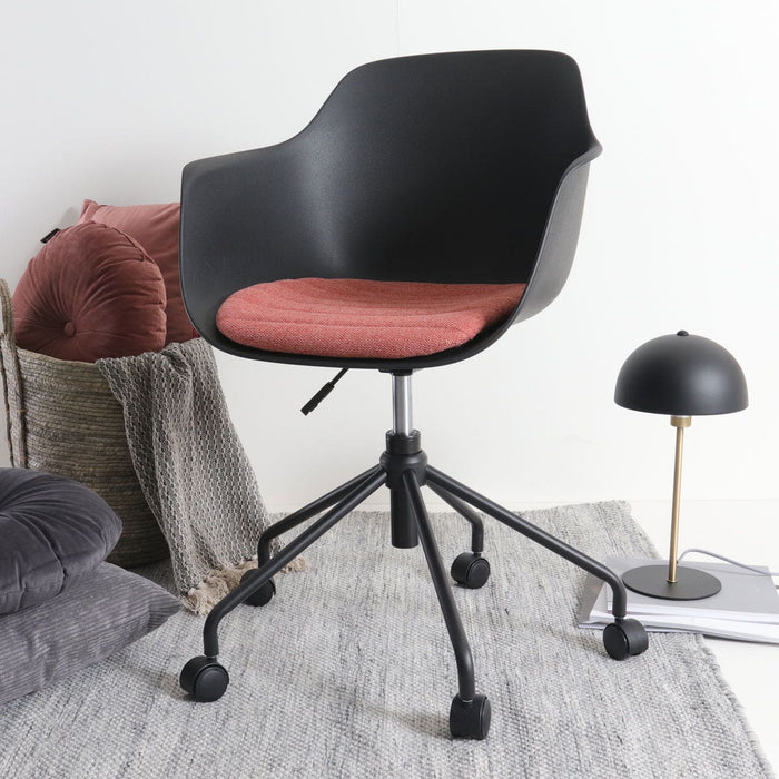 Nolon Nout-Liz Bureaustoel Zwart - Terracotta Kussen - Zwart Onderstel