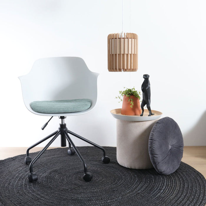 Nolon Nout-Liz Bureaustoel Wit - Zacht Groen Kussen - Zwart Onderstel