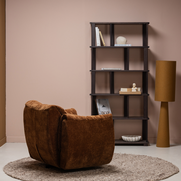 WOOOD Baggy Draaifauteuil - 3D Chenille - Middenbruin - 81x104x84