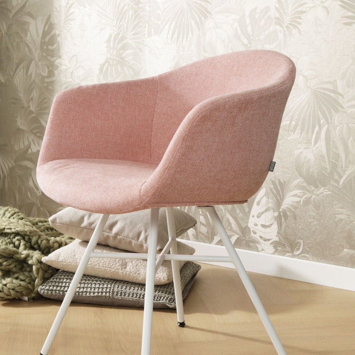 Nolon Noa-Otis eetkamerstoel zacht roze - met armleuning - wit
