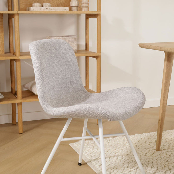 Nolon Noa-Fé Eetkamerstoel Lichtgrijs - Stof - Wit Onderstel
