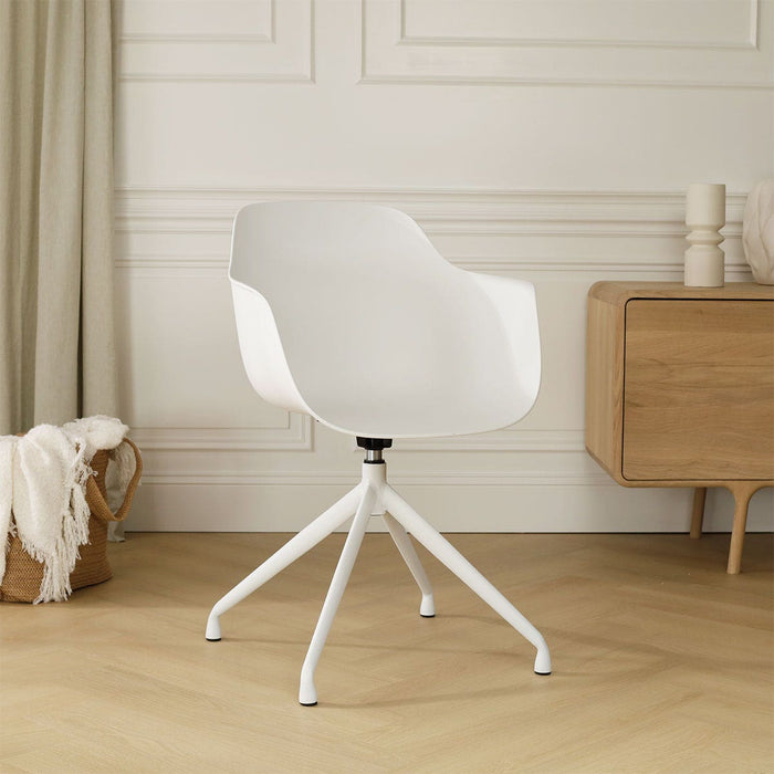 Nolon Nola-Puk Eetkamerstoel Wit - Draaibaar - Armleuning - Wit
