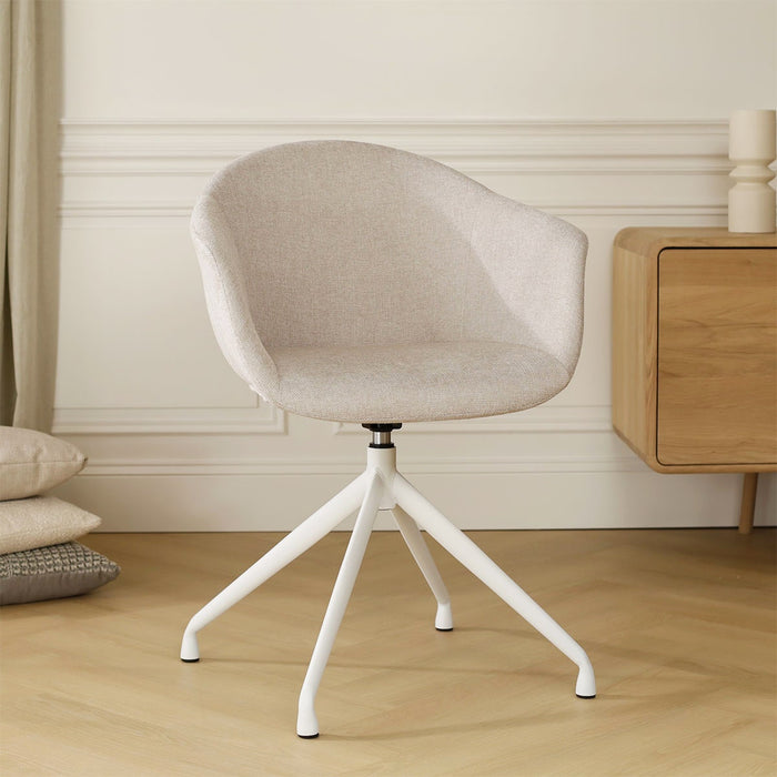 Nolon Nola-Otis Eetkamerstoel Beige - Draaibaar Wit Onderstel
