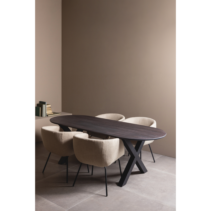 WOOOD Leon Eetkamerstoel - Bouclé - Naturel Melange - 77x61x63