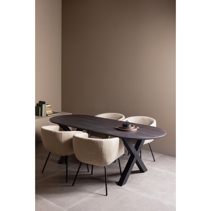 WOOOD Leon Eetkamerstoel - Bouclé - Naturel Melange - 77x61x63