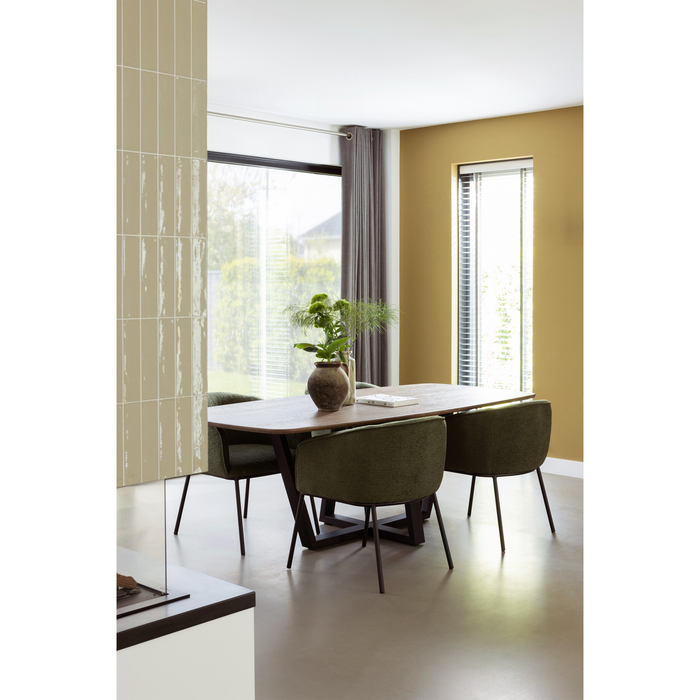 WOOOD Leon Eetkamerstoel - Bouclé - Forest Green - 77x61x63