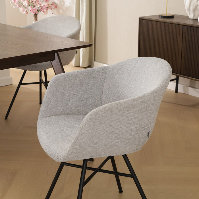 Nolon Noa-Otis Eetkamerstoel Lichtgrijs - met Armleuning - Zwart