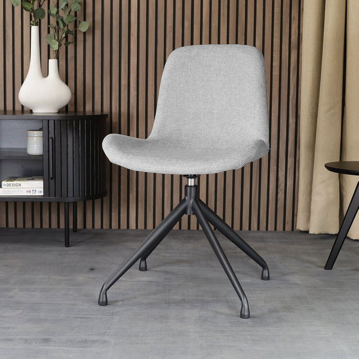 Nolon Nola-Fé Eetkamerstoel Lichtgrijs - Draaibaar Zwart Onderstel