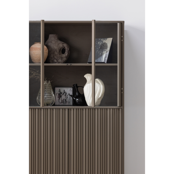 WOOOD Nova Lage Vitrinekast - Grenen - Truffel Bruin - 172x102x40