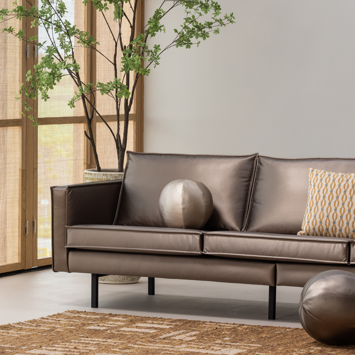 WOOOD Rodeo 3-Zits Bank - Metallic - Koper Bruin - 85x277x86