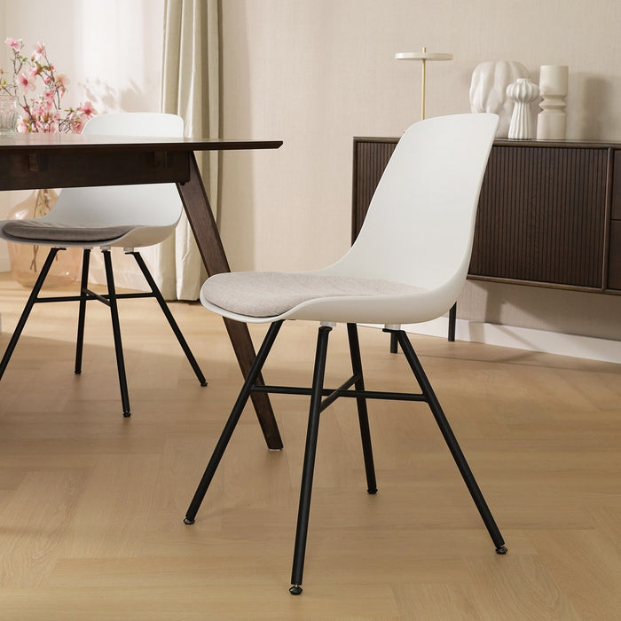 Nolon Noa-Liv Eetkamerstoel Wit - Beige Kussen - Zwart Onderstel