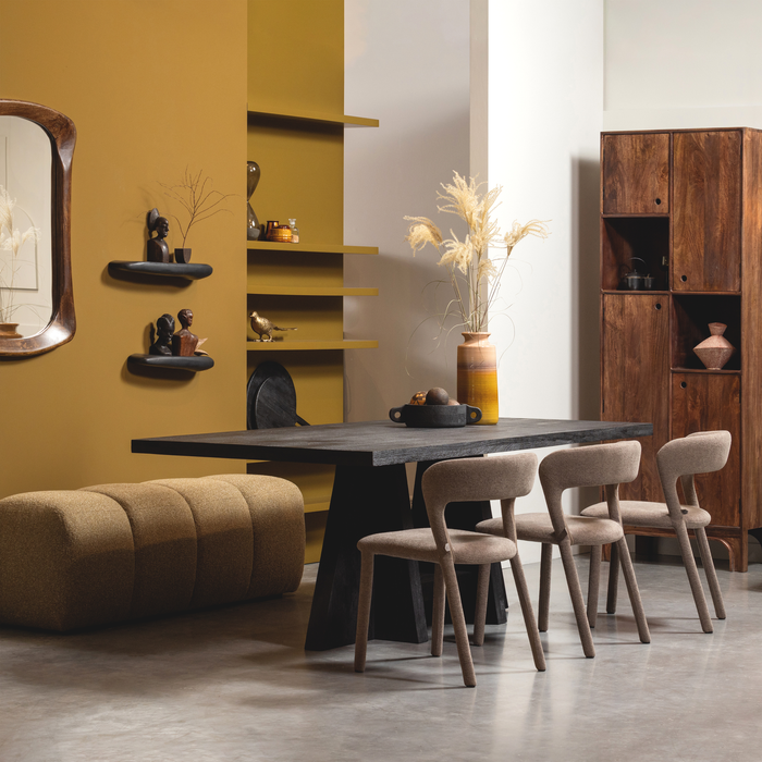 WOOOD Mojo Eetbankje 164 cm Mojo - Bouclé - Geel|Bruin Melange