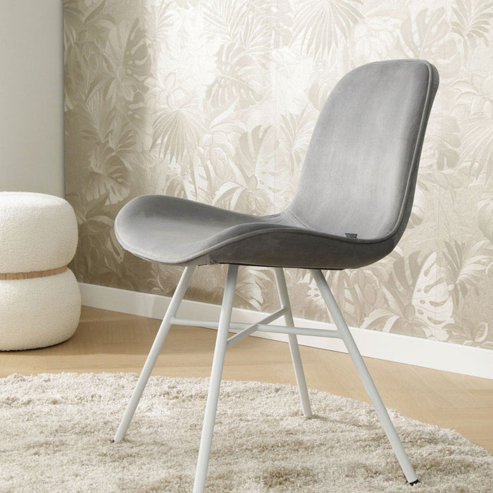 Nolon Noa-Fé Eetkamerstoel Grijs - Velvet - Wit Onderstel