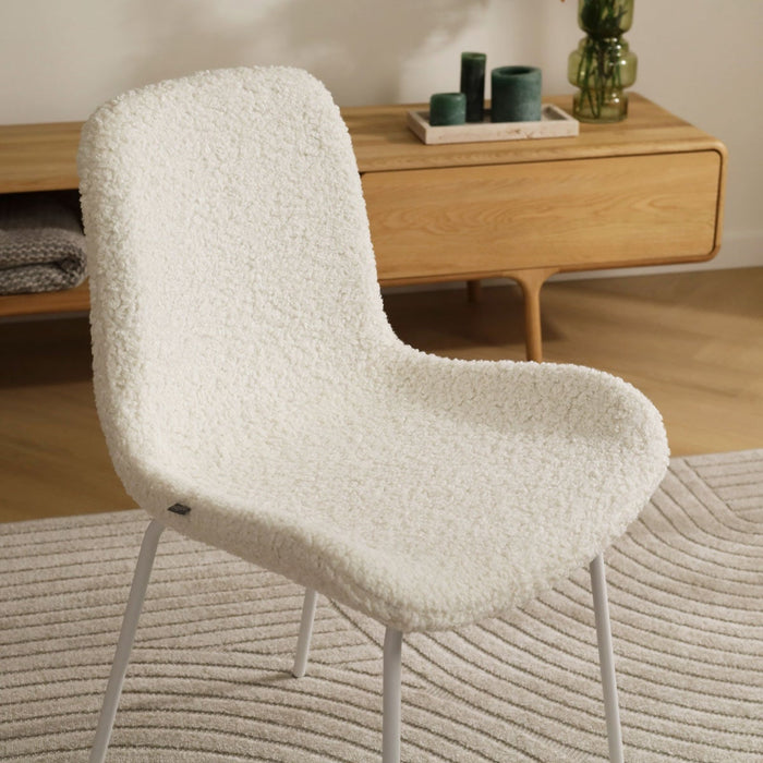 Nolon Nora-Fé Eetkamerstoel Teddy Wit - Stof - Witte Poten