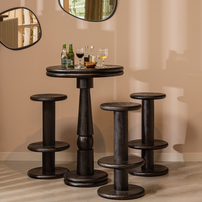 WOOOD Barkruk Kolby - Hout - Zwart - 74x40x40