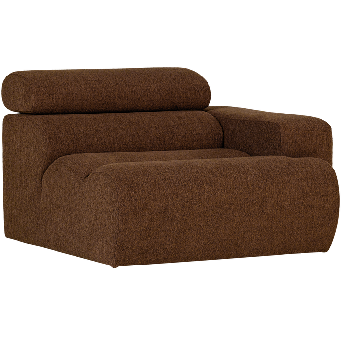 WOOOD Novi 1-Zits Element Bank Arm Rechts - Polyester - Mokkabruin