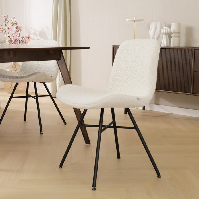 Nolon Noa-Fé eetkamerstoel teddy gebroken wit - zwart onderstel