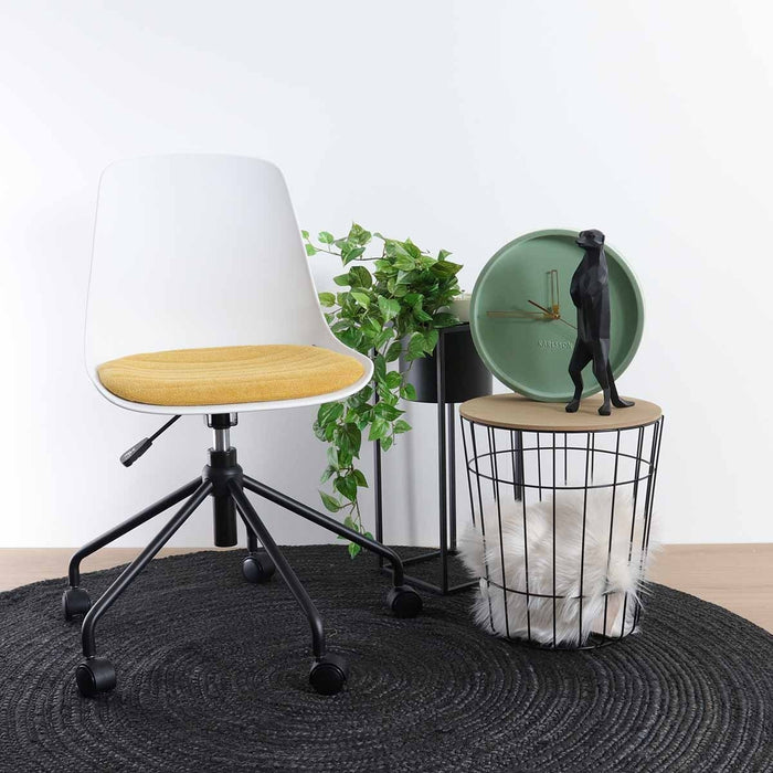 Nolon Nout-Liv Bureaustoel Wit - Okergeel Kussen - Zwart Onderstel