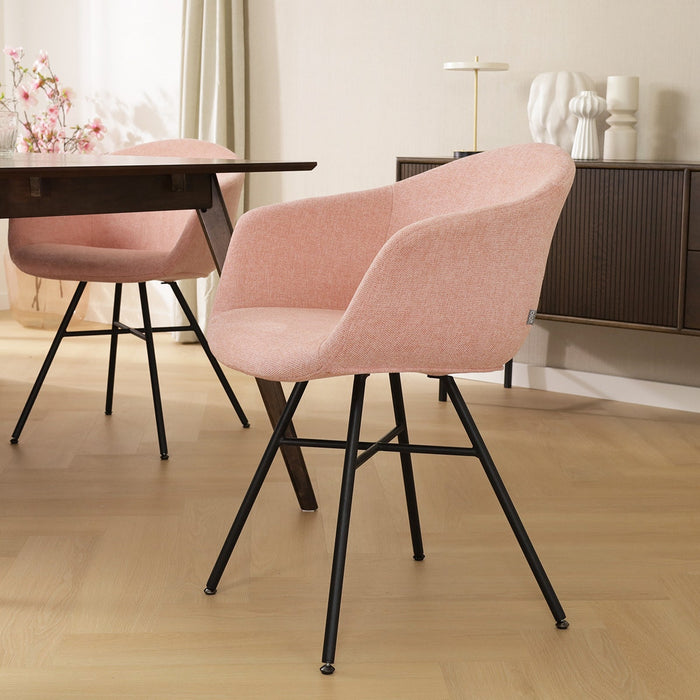 Nolon Noa-Otis Eetkamerstoel Zacht Roze - met Armleuning - Zwart