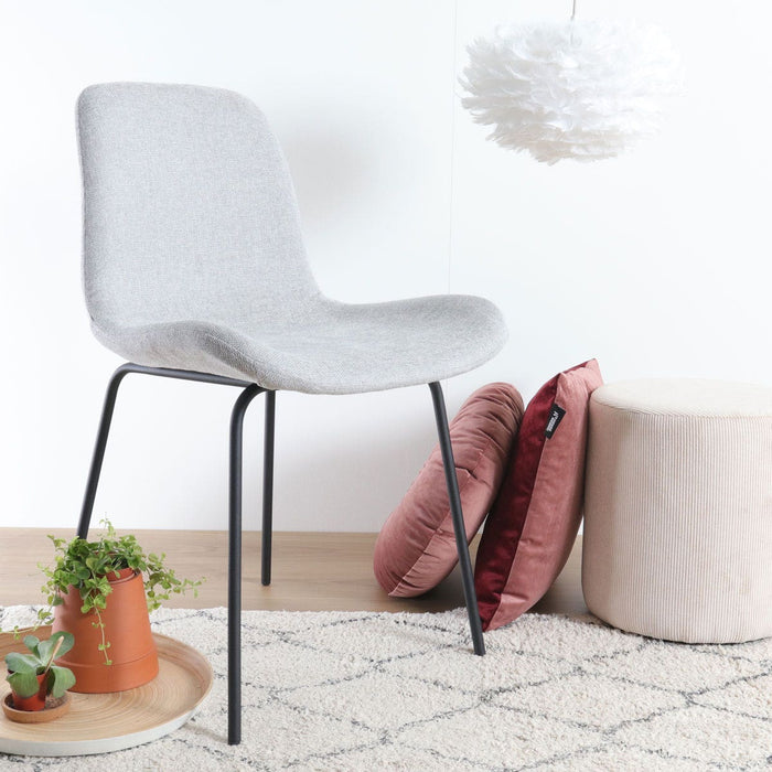 Nolon Nora-Fé Eetkamerstoel Lichtgrijs - Stof - Zwarte Poten