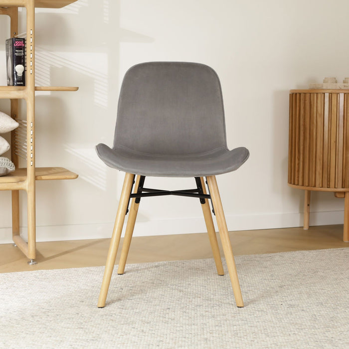 Nolon Nena-Fé Eetkamerstoel Grijs - Velvet - Houten Poten