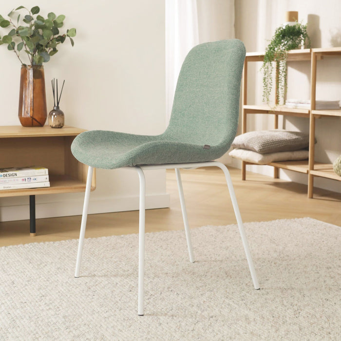 Nolon Nora-Fé Eetkamerstoel Zacht Groen - Stof - Witte Poten
