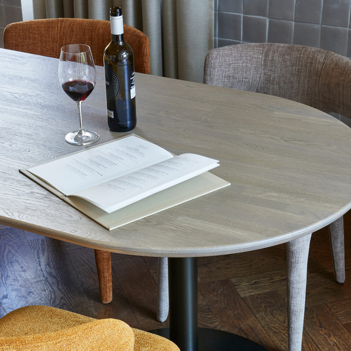 WOOOD Tablo Eettafel Ovaal Vingerlas - Eiken - Pebble Grey - 220x90