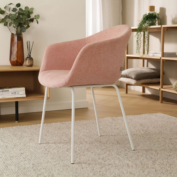 Nolon Nora-Otis Eetkamerstoel Zacht Roze - met Armleuning - Wit