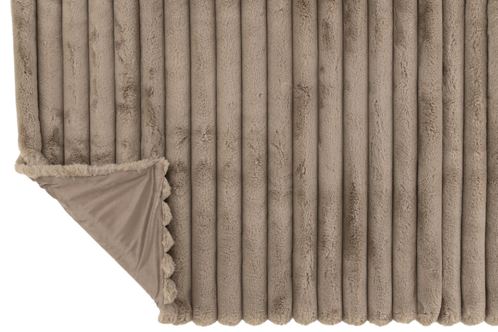 J-Line plaid Large Corduroy - polyester - taupe - 180 x 130