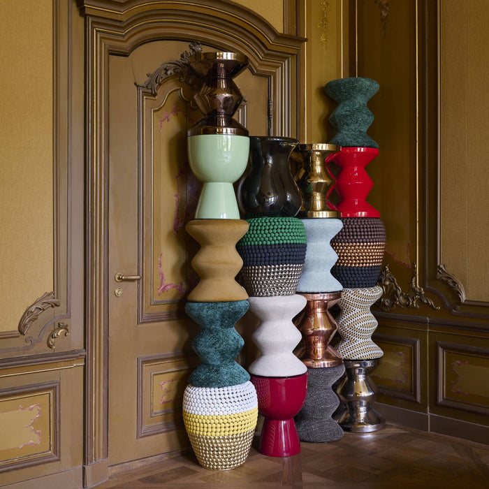 POLSPOTTEN Dot Kruk/Bijzettafel - Wit / Geel / Goud