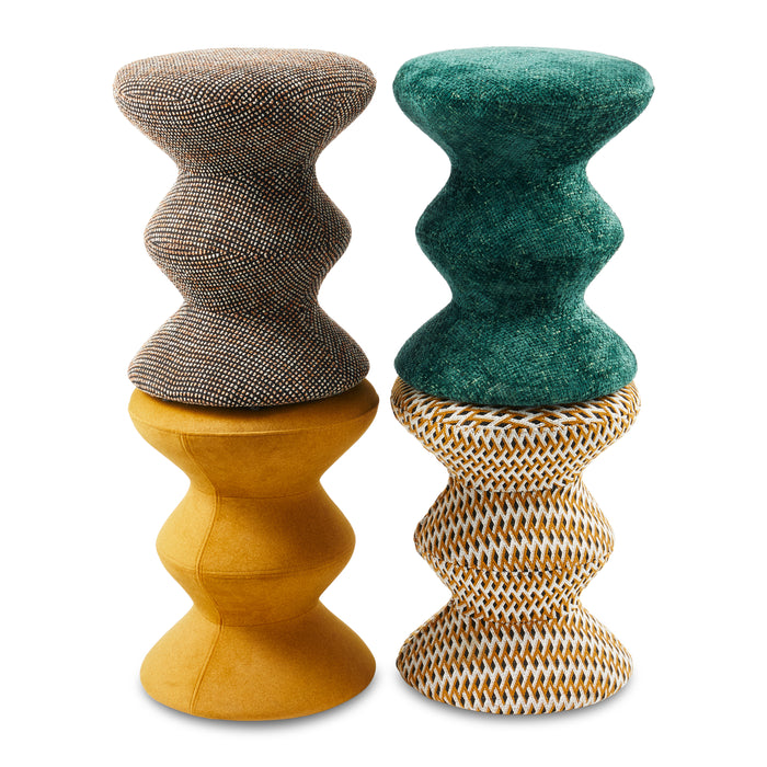 POLSPOTTEN Zig Zag Kruk - Donkergroen