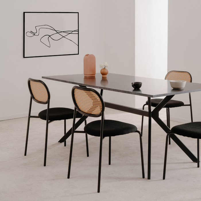 Calicosy - Set 4 stoelen MOZART - L47 cm - Rotan & metaal