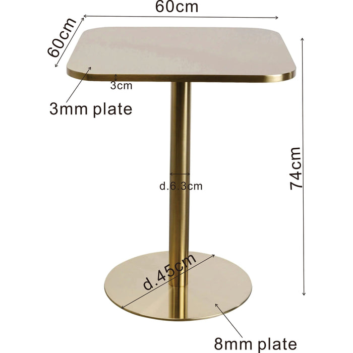 Eettafel Julie 60x60cm goud Kare Design