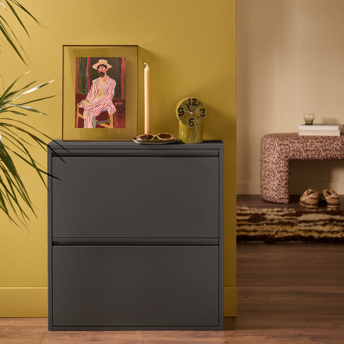 by fonQ Klip Schoenenkast - 2 Vakken - Zwart