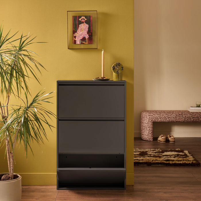 by fonQ Klip Schoenenkast - 3 Vakken - Zwart