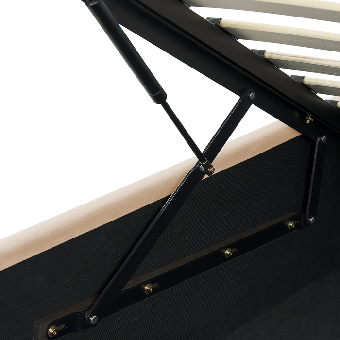 Beliani - ANET - Bed met opbergruimte - Beige - 90 x 200 cm - Fluweel