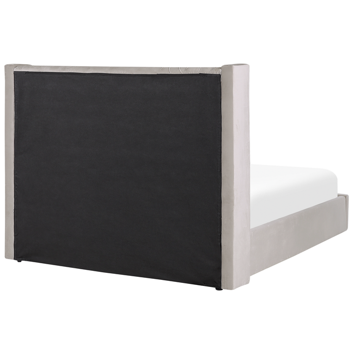 Beliani-LUBBON-Bed met opbergruimte-Lichtgrijs-160 x 200 cm-Fluweel