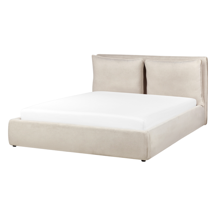 Beliani-BAJONNA-Bed met opbergruimte-Lichtbeige-160 x 200 cm-Polyester