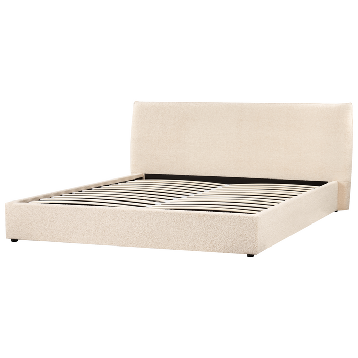 Beliani-LAVAUR-Bed met opbergruimte-Beige-180 x 200 cm-Bouclé