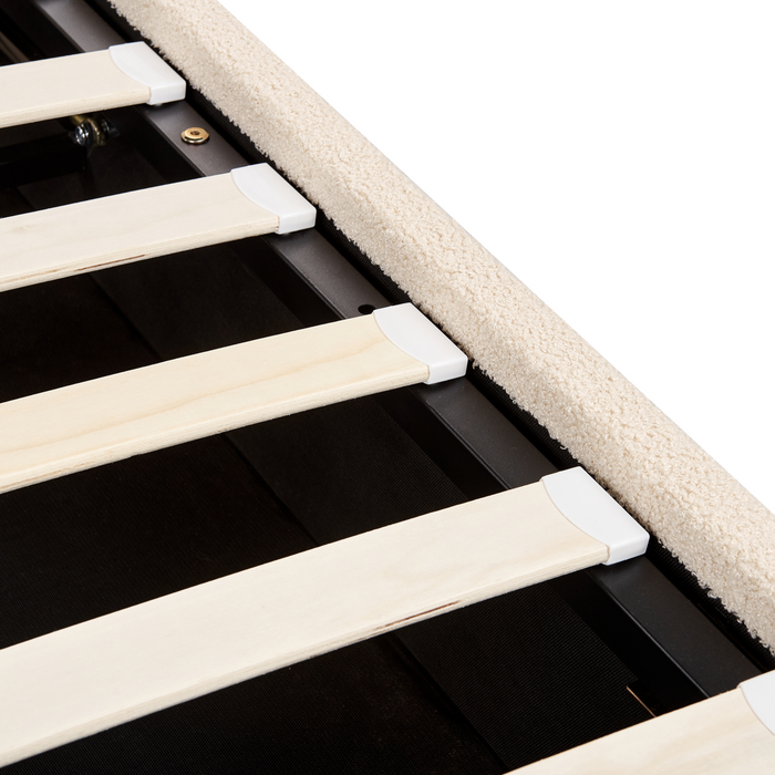 Beliani-LAVAUR-Bed met opbergruimte-Beige-180 x 200 cm-Bouclé