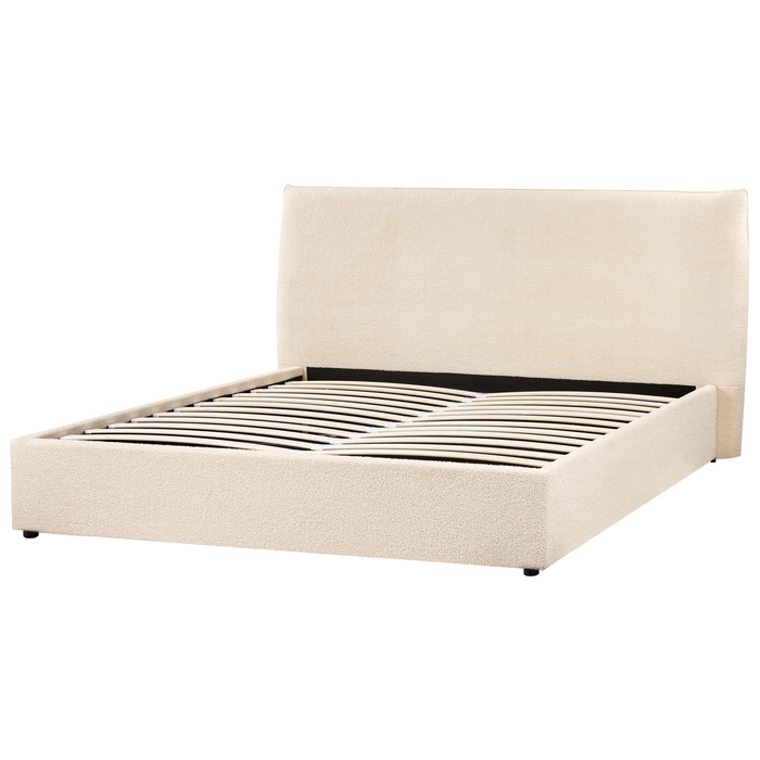 Beliani-LAVAUR-Bed met opbergruimte-Beige-160 x 200 cm-Bouclé