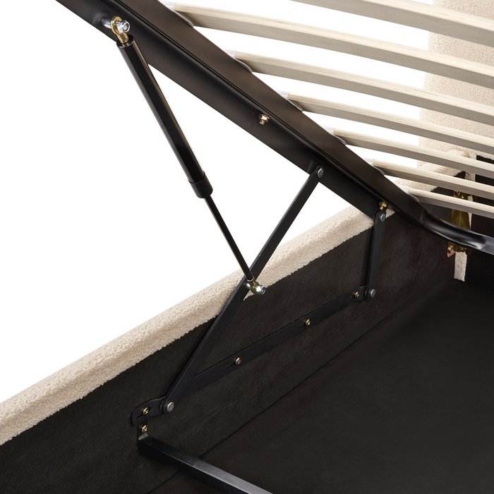 Beliani-LAVAUR-Bed met opbergruimte-Beige-160 x 200 cm-Bouclé