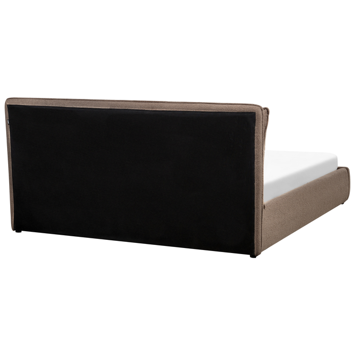 Beliani-BAJONNA-Bed met opbergruimte-Bruin-180 x 200 cm-Bouclé