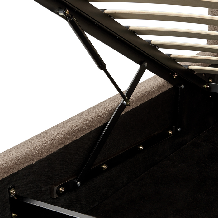 Beliani-BAJONNA-Bed met opbergruimte-Bruin-180 x 200 cm-Bouclé