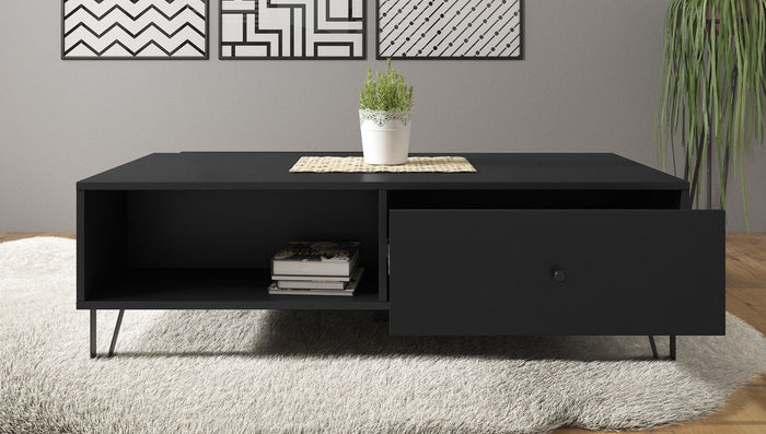 Meubella - Salontafel Barlo - Mat Zwart - 110 cm